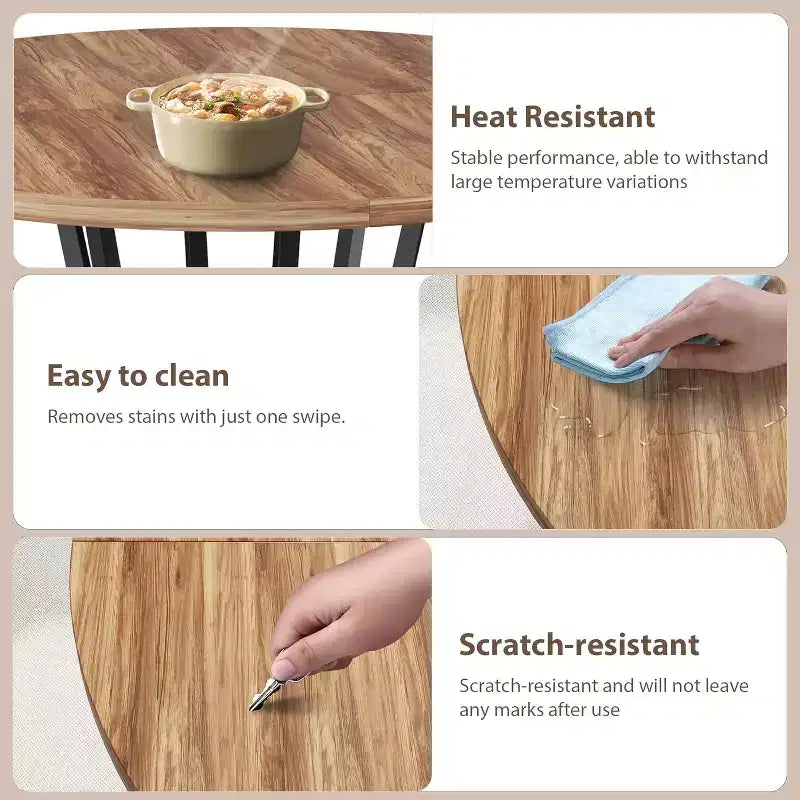 COZONY Tavolo da pranzo rotondo 47 per 4 persone, tavolo in legno rustico con ripiano portaoggetti e gambe in metallo, mobili da cucina salvaspazio