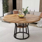 COZONY Tavolo da pranzo rotondo 47 per 4 persone, tavolo in legno rustico con ripiano portaoggetti e gambe in metallo, mobili da cucina salvaspazio