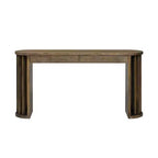 Consolle Lunga con Contenitore, Tavolo da Ingresso Minimalista con Cassetti e Consolle da Corridoio in Legno con Design a Linee Curve e Dritte
