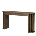 Consolle Lunga con Contenitore, Tavolo da Ingresso Minimalista con Cassetti e Consolle da Corridoio in Legno con Design a Linee Curve e Dritte