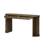 Consolle Lunga con Contenitore, Tavolo da Ingresso Minimalista con Cassetti e Consolle da Corridoio in Legno con Design a Linee Curve e Dritte