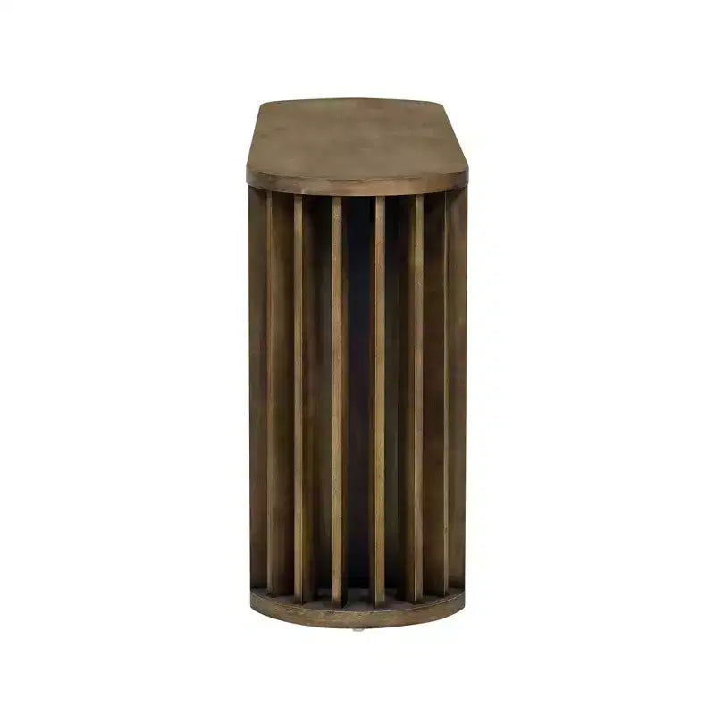 Consolle Lunga con Contenitore, Tavolo da Ingresso Minimalista con Cassetti e Consolle da Corridoio in Legno con Design a Linee Curve e Dritte
