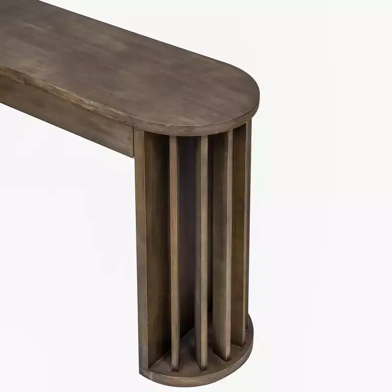 Consolle Lunga con Contenitore, Tavolo da Ingresso Minimalista con Cassetti e Consolle da Corridoio in Legno con Design a Linee Curve e Dritte
