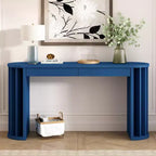 Consolle Lunga con Contenitore, Tavolo da Ingresso Minimalista con Cassetti e Consolle da Corridoio in Legno con Design a Linee Curve e Dritte