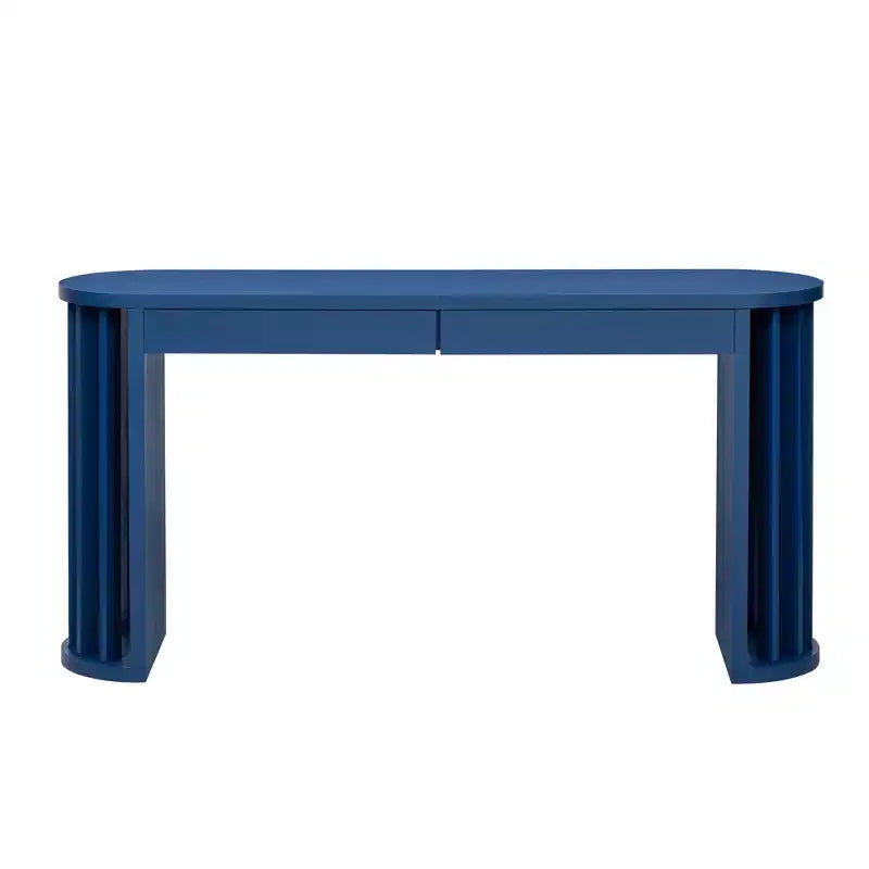 Consolle Lunga con Contenitore, Tavolo da Ingresso Minimalista con Cassetti e Consolle da Corridoio in Legno con Design a Linee Curve e Dritte