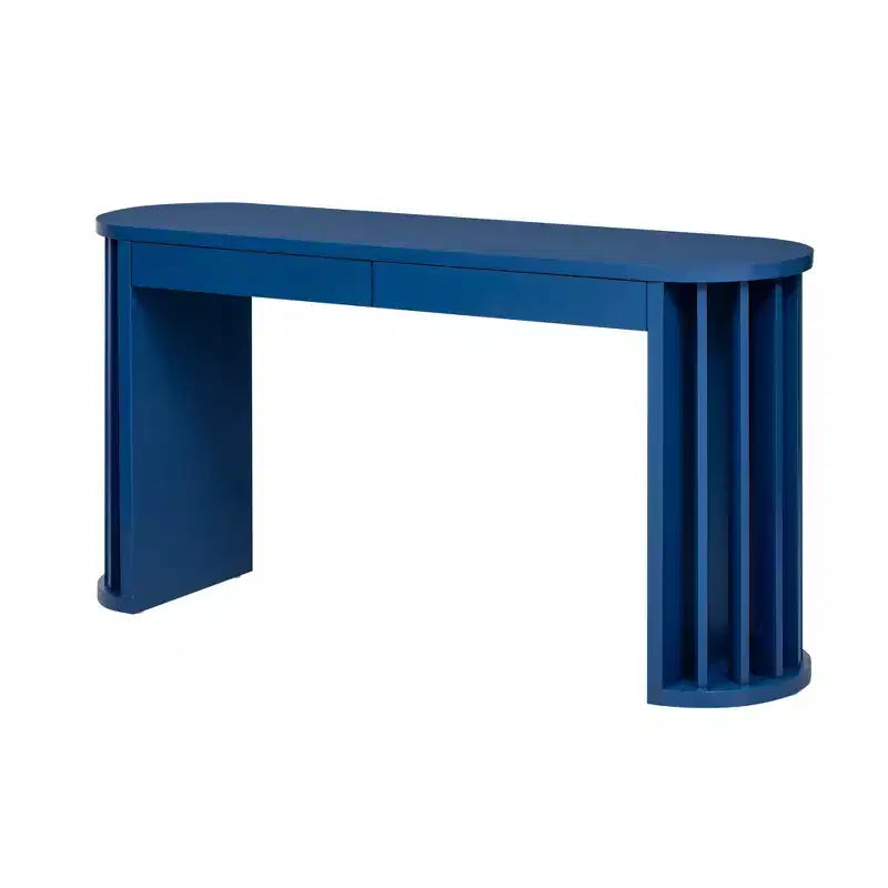 Consolle Lunga con Contenitore, Tavolo da Ingresso Minimalista con Cassetti e Consolle da Corridoio in Legno con Design a Linee Curve e Dritte