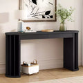Long Console Table with Storage, Minimalist Entryway Table with Drawers and Wood Hallway Table with Curved and Straight Line Design