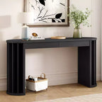 Long Console Table with Storage, Minimalist Entryway Table with Drawers and Wood Hallway Table with Curved and Straight Line Design