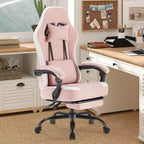 Bestier Gaming Chair with Lumbar Support, Office Chair with Adjustable Height, Armrests and Headrests, 360 Rotating Wheels