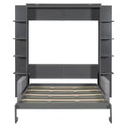 Queen Murphy Bed Wall Bed with Sofa, Queen Size Cabinet Bed Folding Wall Bed with Bookshelf and Shelves for Guest Room Office
