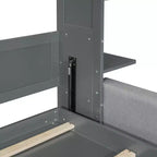 Queen Murphy Bed Wall Bed with Sofa, Queen Size Cabinet Bed Folding Wall Bed with Bookshelf and Shelves for Guest Room Office