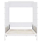 Queen Murphy Bed Wall Bed with Sofa, Queen Size Cabinet Bed Folding Wall Bed with Bookshelf and Shelves for Guest Room Office
