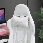 Sedia da gaming ergonomica in pelle PU, sedia da ufficio/computer da corsa con ruote girevoli, poggiapiedi estraibile, poggiatesta, supporto lombare e braccioli