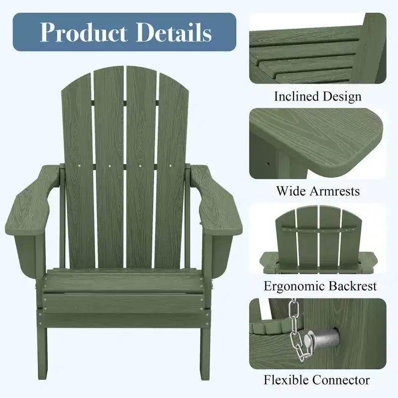 Hyleory Sedia Adirondack Pieghevole in HDPE Sedia a Sdraio da Esterno Resistente alle Intemperie