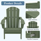 Hyleory Sedia Adirondack Pieghevole in HDPE Sedia a Sdraio da Esterno Resistente alle Intemperie