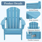Hyleory Sedia Adirondack Pieghevole in HDPE Sedia a Sdraio da Esterno Resistente alle Intemperie