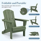 Hyleory Sedia Adirondack Pieghevole in HDPE Sedia a Sdraio da Esterno Resistente alle Intemperie
