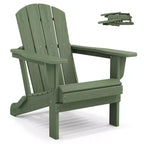 Hyleory HDPE Folding Adirondack Chair  Weather-Resistant Outdoor Lounge Chair