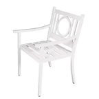 HomeRoots 24 White Steel Geo Back Outdoor Arm Chair