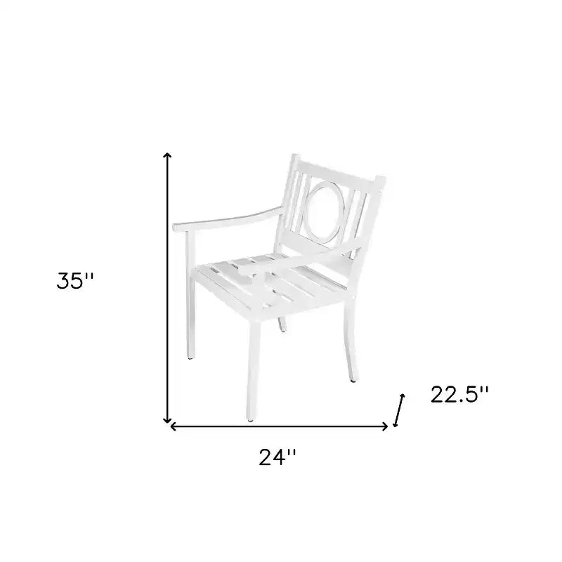HomeRoots 24 White Steel Geo Back Outdoor Arm Chair
