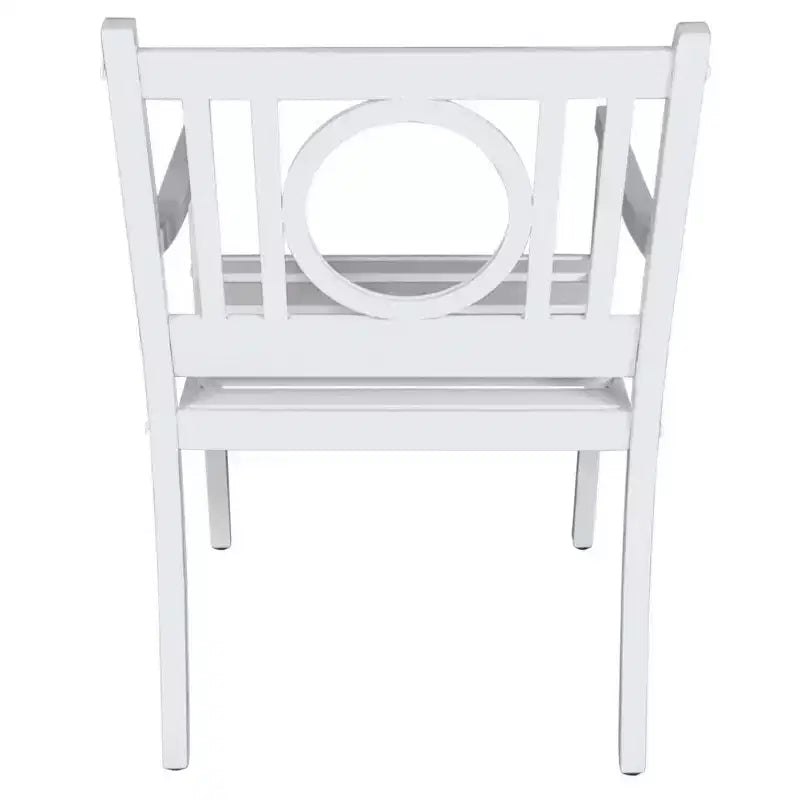 HomeRoots 24 White Steel Geo Back Outdoor Arm Chair