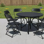 HomeRoots Set of Six Black Metal Outdoor Folding Stacking Dining Chairs