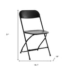 HomeRoots Set of Six Black Metal Outdoor Folding Stacking Dining Chairs