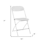 HomeRoots Set di Quattro Sedie da Pranzo Pieghevoli Impilabili da Esterno in Metallo Bianco