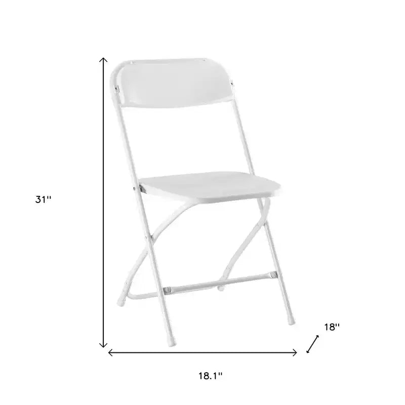 HomeRoots Set di Quattro Sedie da Pranzo Pieghevoli Impilabili da Esterno in Metallo Bianco