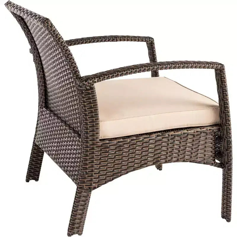 Balkene Home 62776 Bondi Armchair All Weather Lightweight & Durable Outdoor Seating Wicker Low Maintenance Khaki Cushion Included - Mocha