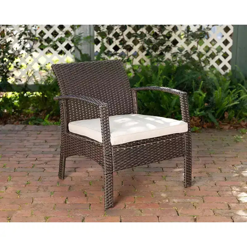 Balkene Home 62776 Bondi Armchair All Weather Lightweight & Durable Outdoor Seating Wicker Low Maintenance Khaki Cushion Included - Mocha