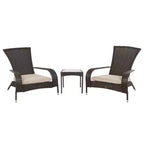 Balkene Home 62966 Coconino Wicker Conversation Set Lightweight & Durable Adirondack Style Chairs All Weather Wicker Includes Khaki Cushions - Mocha