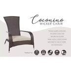 Balkene Home 62966 Coconino, set conversazione in vimini, leggero e durevole, sedie in stile Adirondack, vimini per tutte le stagioni, include cuscini color kaki - Mocha