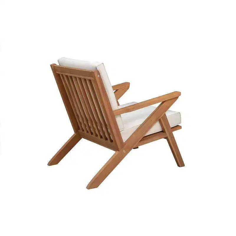 Balkene Home 62969 Poltrona Oslo in Legno Cuscino Color Crema Braccioli ad Angolo Collezione Scandinava Moderna Mobili per Interni ed Esterni