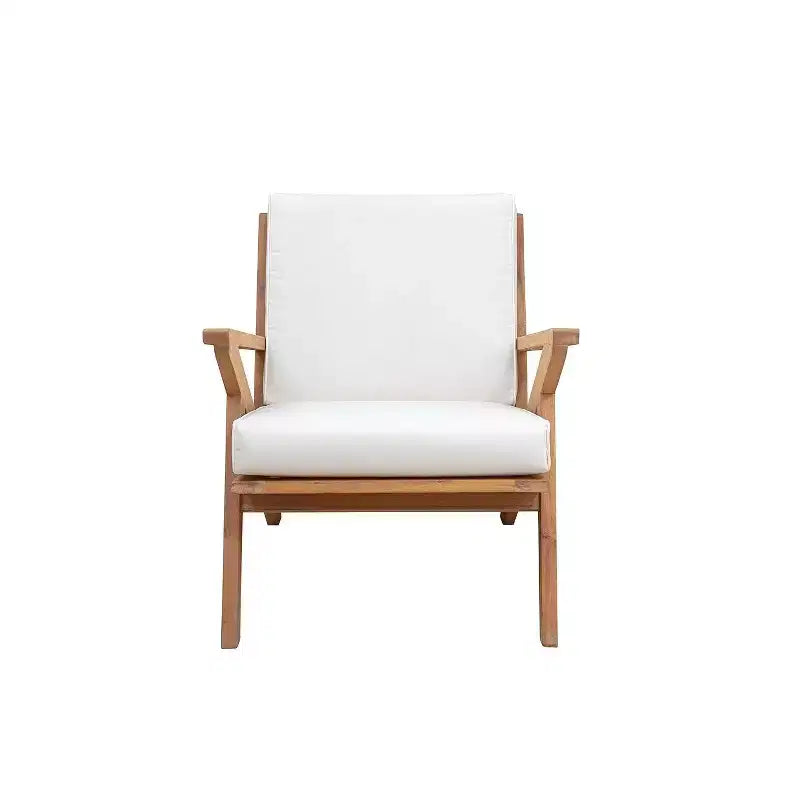 Balkene Home 62969 Poltrona Oslo in Legno Cuscino Color Crema Braccioli ad Angolo Collezione Scandinava Moderna Mobili per Interni ed Esterni