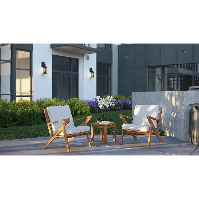 Balkene Home 62969 Poltrona Oslo in Legno Cuscino Color Crema Braccioli ad Angolo Collezione Scandinava Moderna Mobili per Interni ed Esterni
