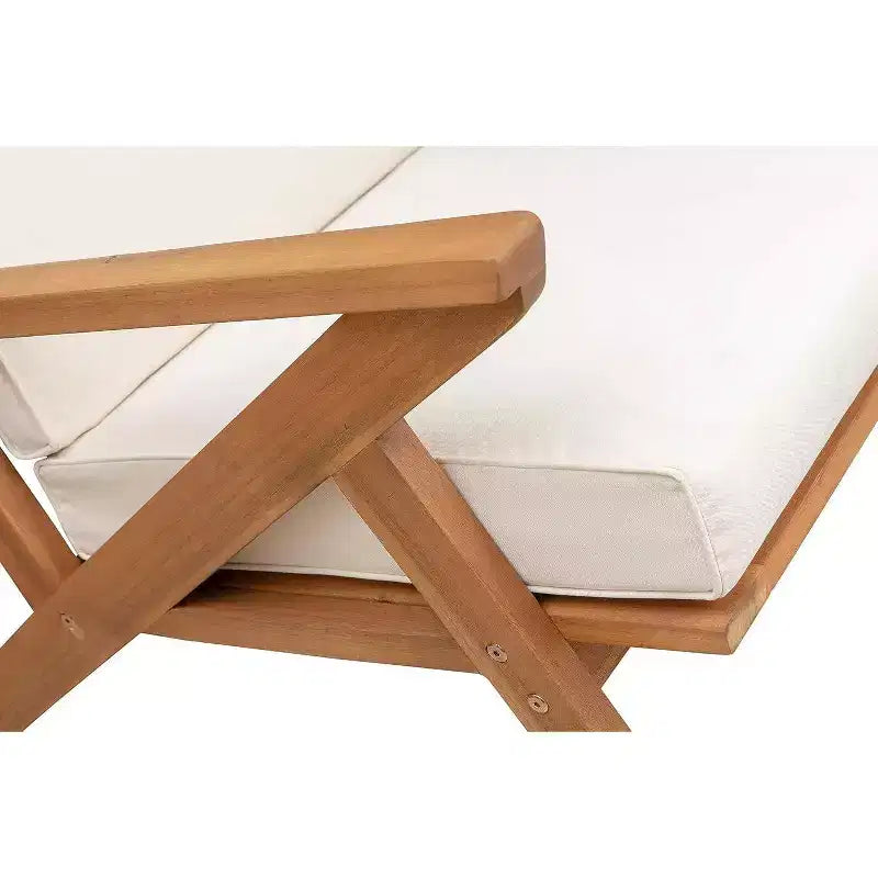 Balkene Home 62969 Poltrona Oslo in Legno Cuscino Color Crema Braccioli ad Angolo Collezione Scandinava Moderna Mobili per Interni ed Esterni