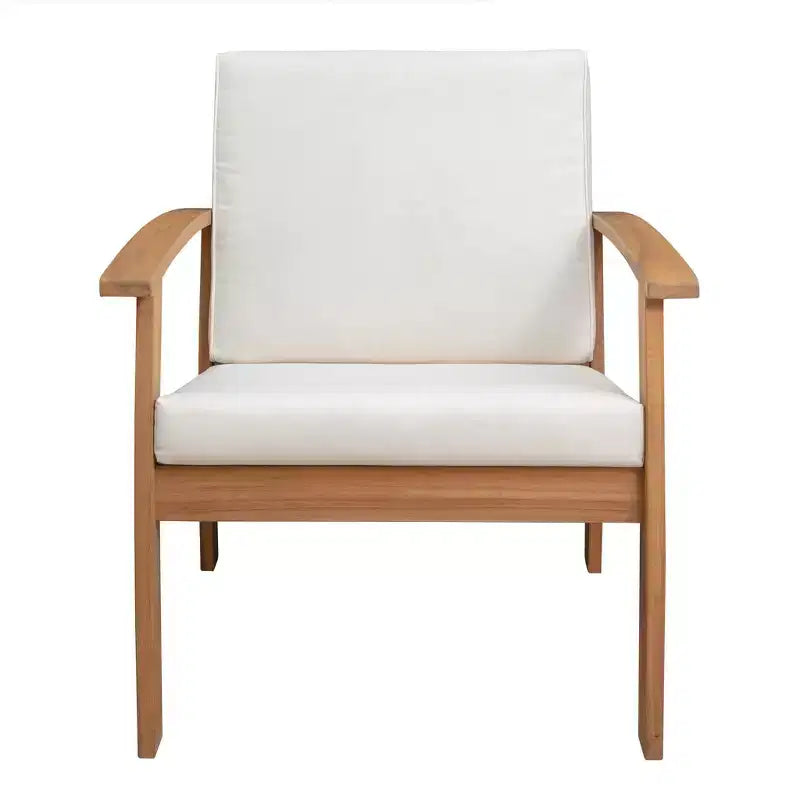Balkene Home 63342 Lio Wooden Armchair With Cushions Modern & Contemporary Lounge Chair Patio Living Room Study Garden & Outdoors Soft- Brown & White