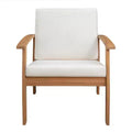 Balkene Home 63342 Lio Wooden Armchair With Cushions Modern & Contemporary Lounge Chair Patio Living Room Study Garden & Outdoors Soft- Brown & White