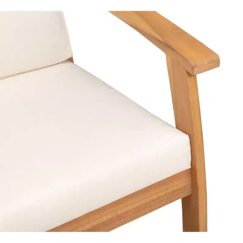 Balkene Home 63342 Poltrona in Legno Lio con Cuscini Sedia Lounge Moderna e Contemporanea per Patio Soggiorno Studio Giardino e Esterni Morbida – Marrone e Bianco