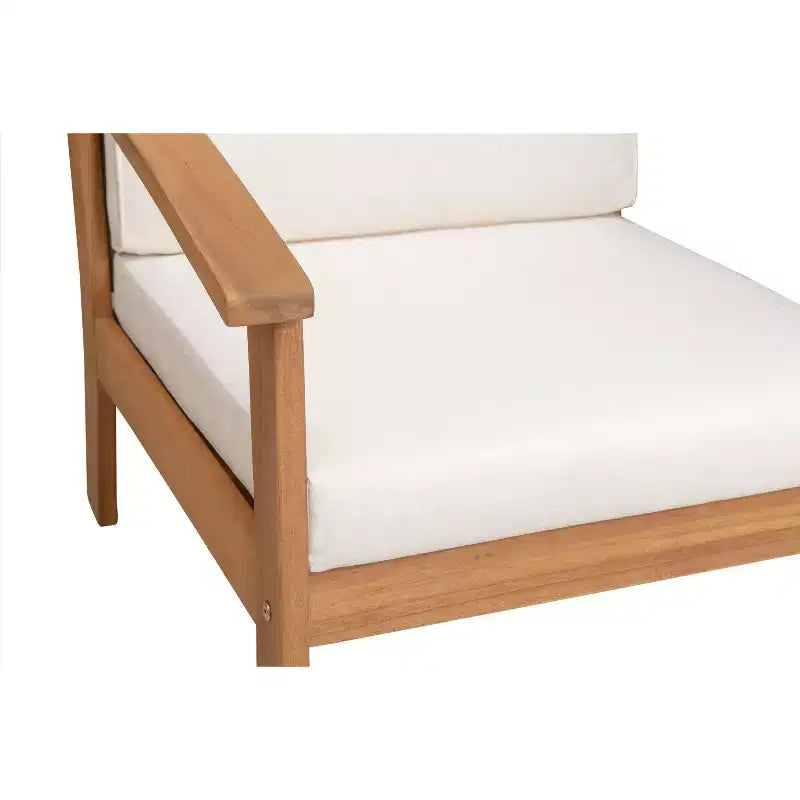 Balkene Home 63342 Poltrona in Legno Lio con Cuscini Sedia Lounge Moderna e Contemporanea per Patio Soggiorno Studio Giardino e Esterni Morbida – Marrone e Bianco