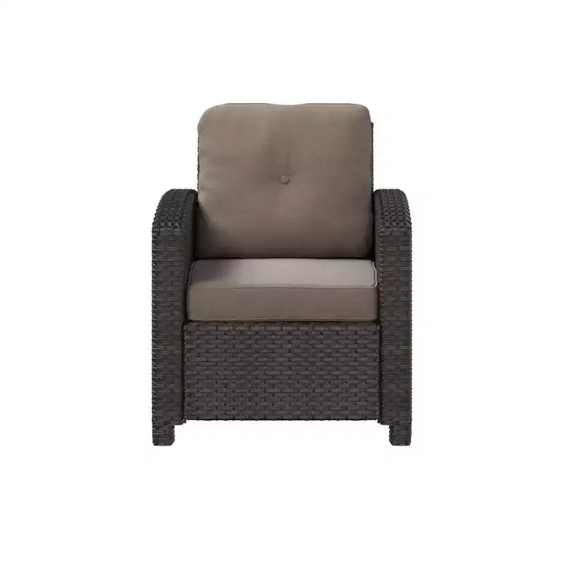 Balkene Home 63361 Miles Club Chair Outdoor Club Chair Patio Armchair With Khaki Cushions All Weather Durability & Fade Resistant - Mocha Wicker