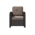 Balkene Home 63361 Miles Club Chair Outdoor Club Chair Patio Armchair With Khaki Cushions All Weather Durability & Fade Resistant - Mocha Wicker