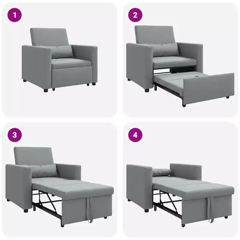 vidaXL Single Sofa Bed Reclining Light gray 90 x 165 x 87 cm fabric
