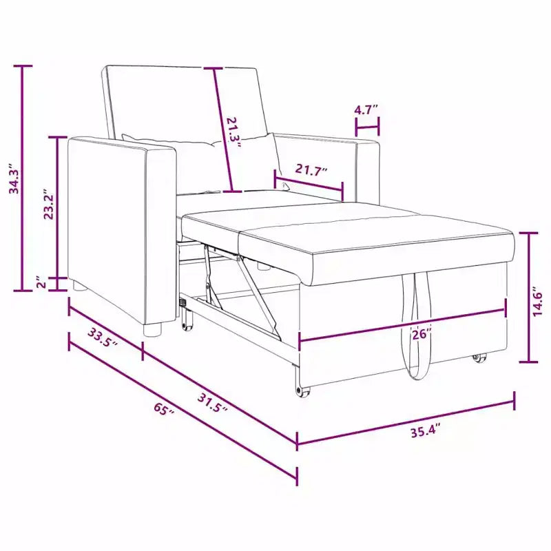 vidaXL Single Sofa Bed Reclining Light gray 90 x 165 x 87 cm fabric