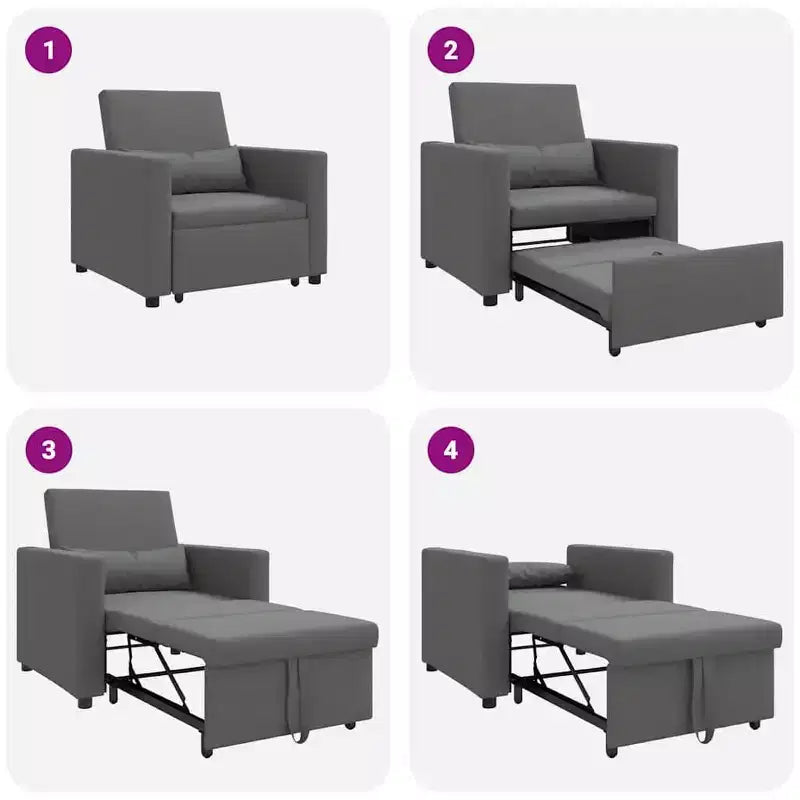 vidaXL Single Sofa Bed Reclining Light gray 90 x 165 x 87 cm fabric