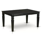 HomeStock Tavolo da Pranzo a 5 Pezzi con Top in Legno Massello Finitura Nera e 4 Sedie con Prolunga a Farfalla