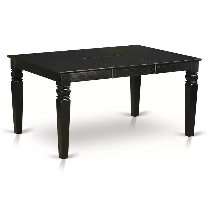 HomeStock Tavolo da Pranzo a 5 Pezzi con Top in Legno Massello Finitura Nera e 4 Sedie con Prolunga a Farfalla