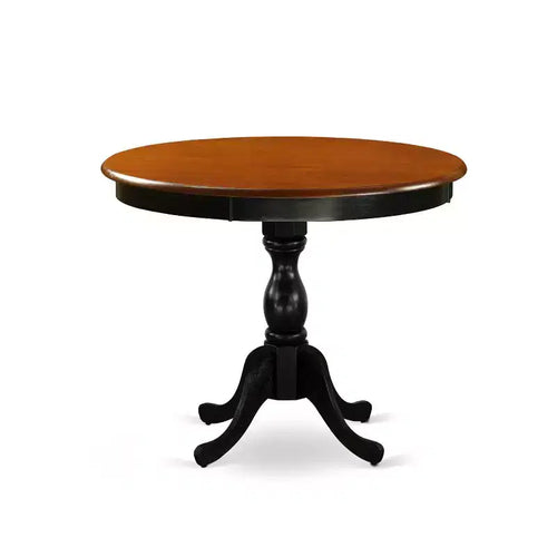 Set da pranzo in 3 pezzi con piano in legno massello finitura nera e ciliegio - 4 posti a sedere