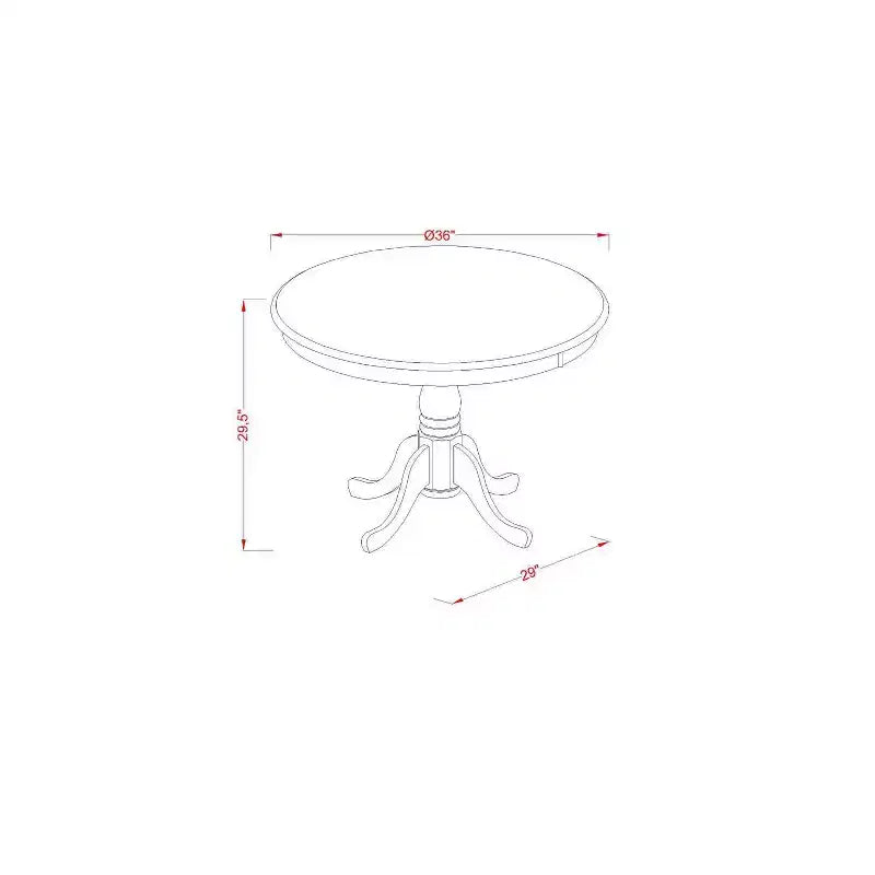 3-Piece Black and Cherry Finish Solid Wood Top - Dining Room Set - Seats 4